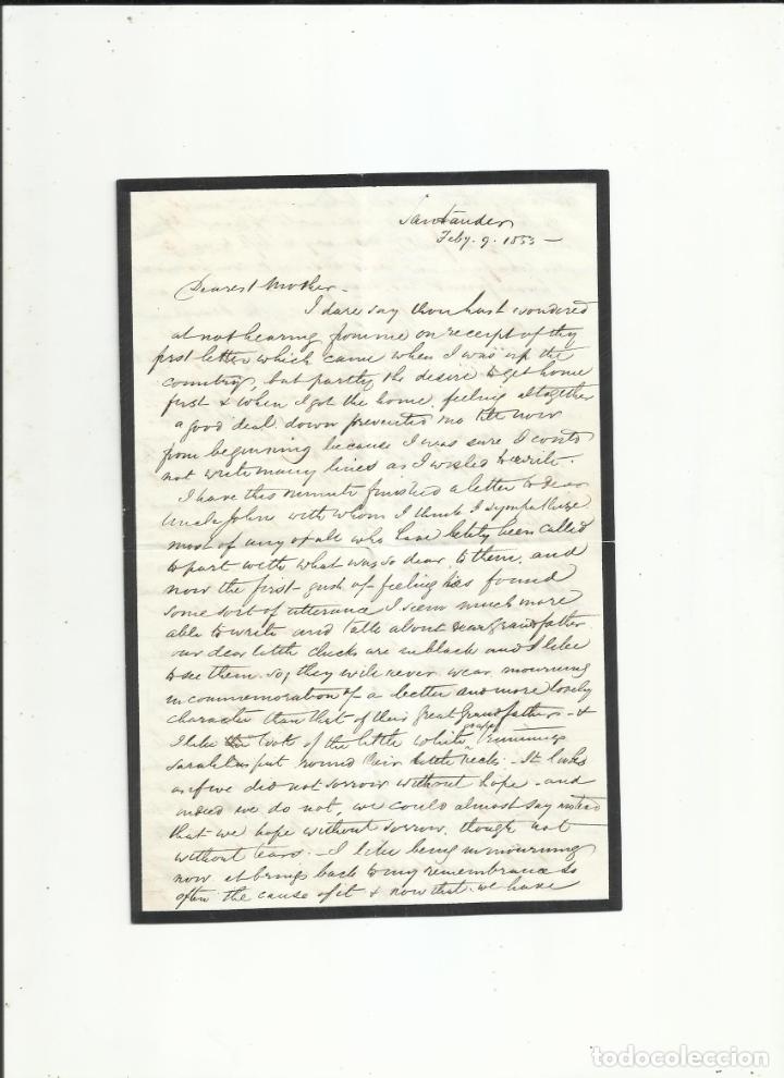 Sellos: CIRCULADA Y ESCRITA 1853 DE SANTANDER A CUCKFIELD INGLATERRA - Foto 2