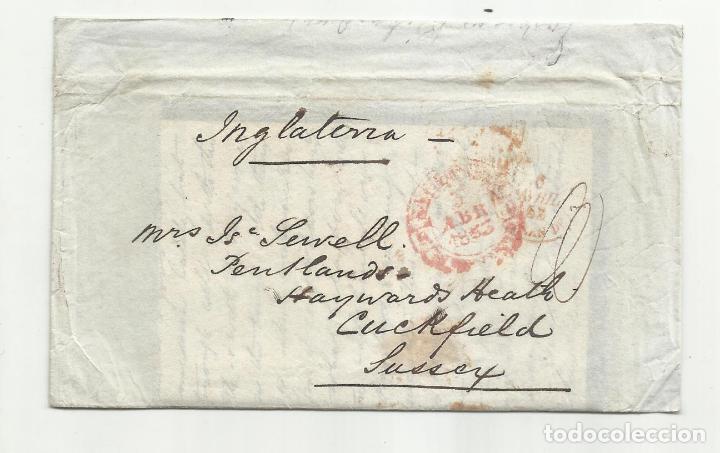 Sellos: CIRCULADA Y ESCRITA 1853 DE SANTANDER A CUCKFIELD INGLATERRA - Foto 1