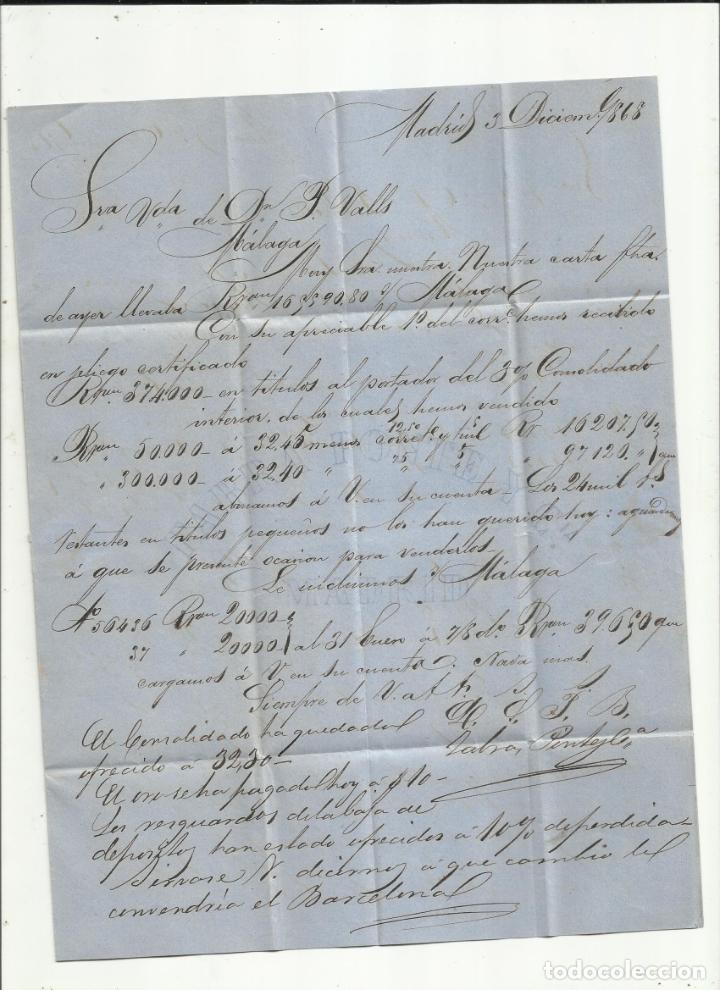 Sellos: circulada y escrita 1868 de madrid a malaga - Foto 2