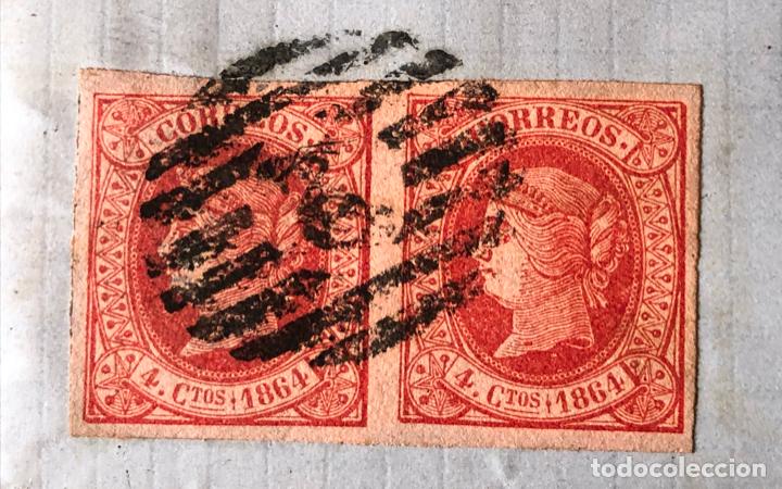 Sellos: CARTA CON PAREJA DE SELLOS DE ISABEL II - 1864 - Foto 1