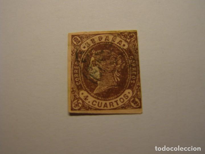 Sellos: Sello Isabel II, 4 cuartos. - Foto 1