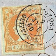 Sellos: 1860 CARTA COMPLETA TOLOSA (GUIPUZCOA), FECHADOR TIPO 1857 4C. ISABEL II 1860