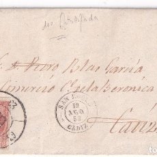 Selos: CARTA ENTERA. SAN ROQUE, CÁDIZ. 1859. RUEDA DE CARRETA DE LUJO. Lote 349299084