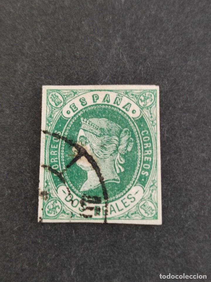 Sellos: ESPA&Ntilde;A - 1862 - ISABEL II - E-62 . Matasellado. - Foto 1