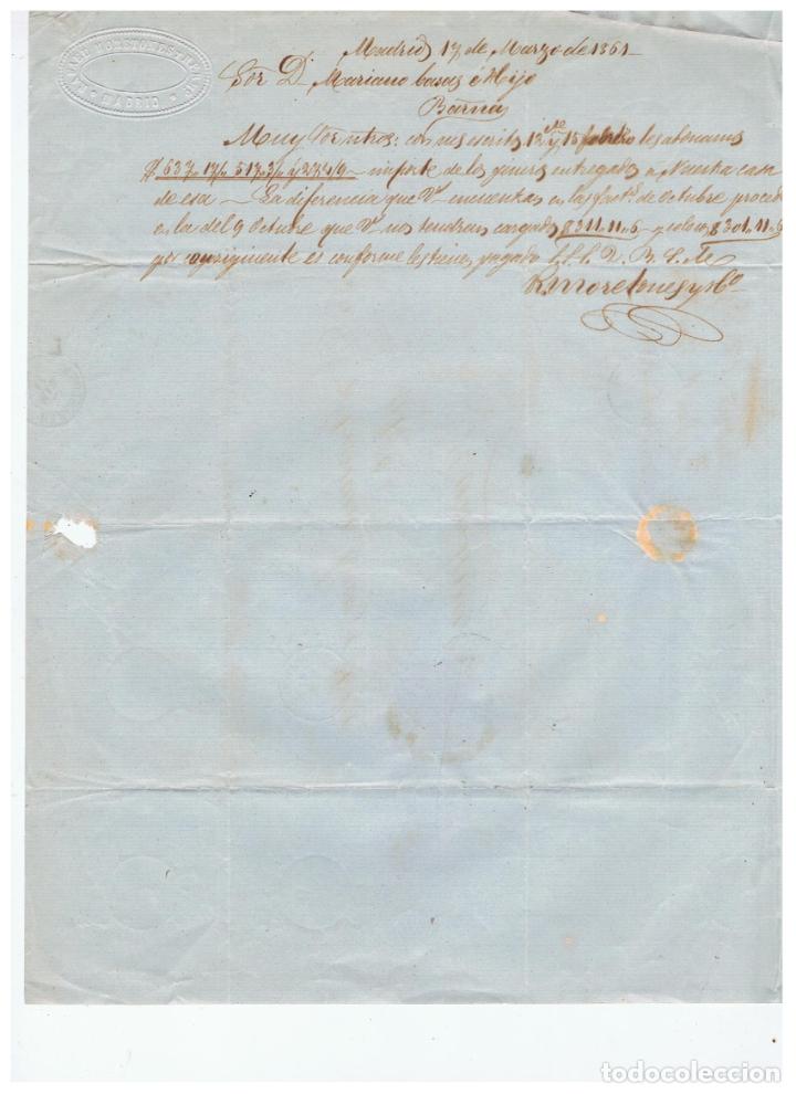 Sellos: circulada y escrita 1861 de madrid a barcelona - Foto 2