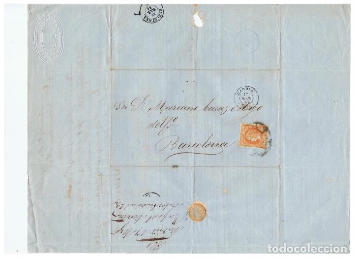 Sellos: circulada y escrita 1861 de madrid a barcelona - Foto 3