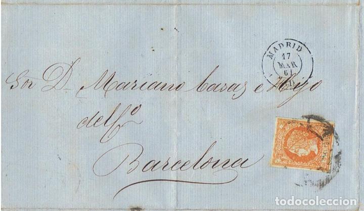 Sellos: circulada y escrita 1861 de madrid a barcelona - Foto 1
