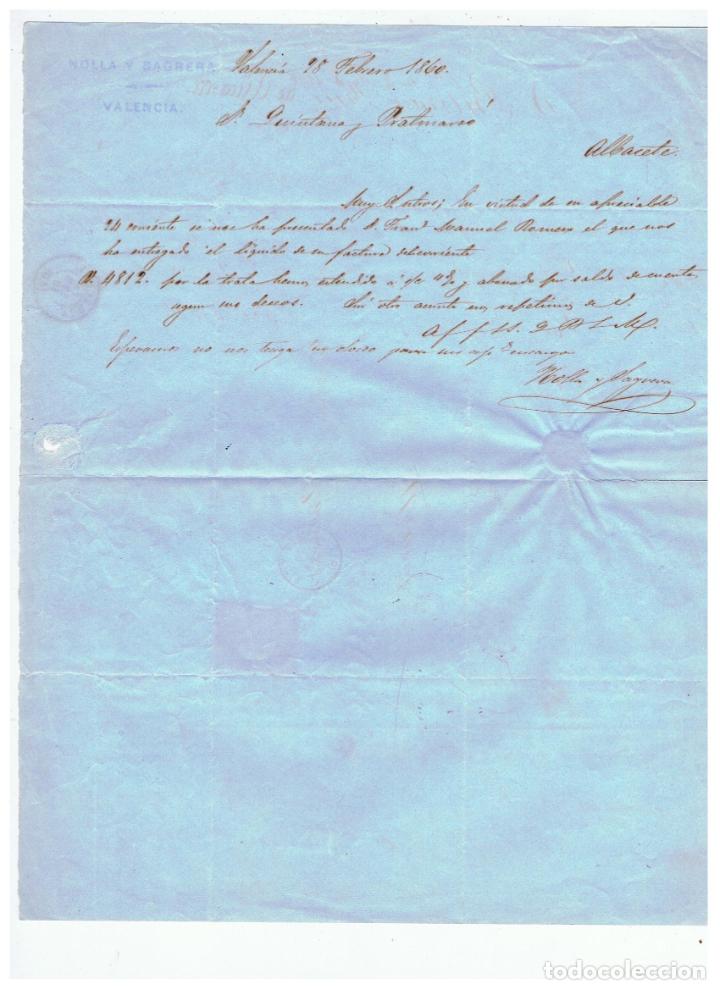 Sellos: circulada y escrita 1860 de valencia a albacete - Foto 2