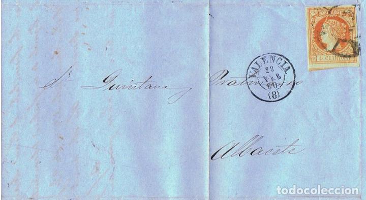 Sellos: circulada y escrita 1860 de valencia a albacete - Foto 1