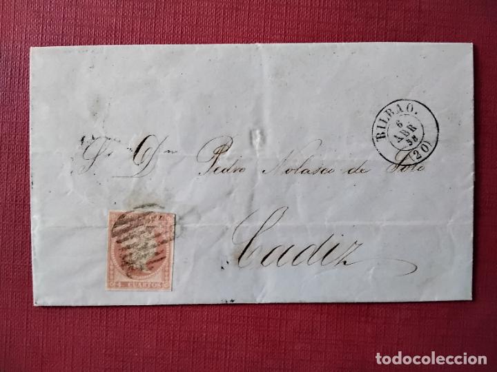 Sellos: envuelta circulada 1858 de bilbao a cadiz - Foto 1