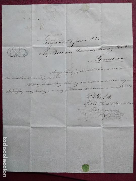 Sellos: circulada Y ESCRITA 1856 DE LOGRO&Ntilde;O A BARCELONA - Foto 2