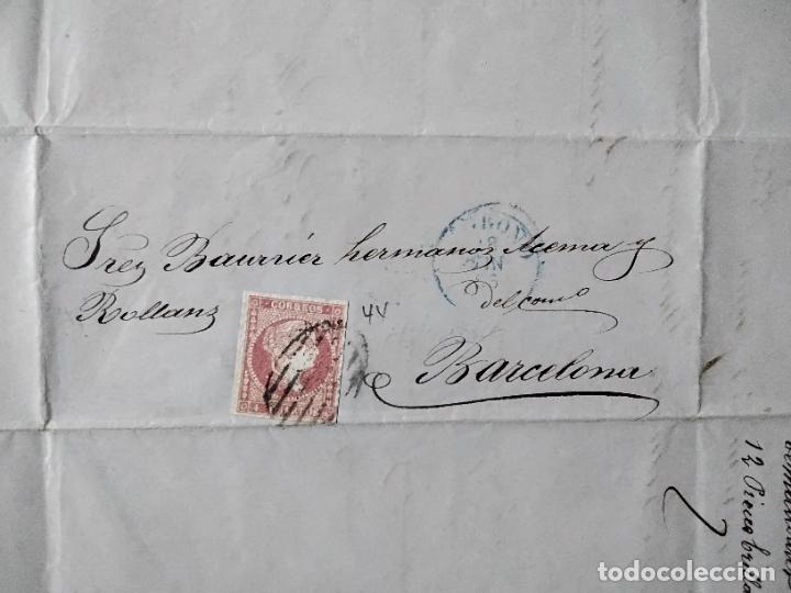 Sellos: circulada Y ESCRITA 1856 DE LOGRO&Ntilde;O A BARCELONA - Foto 1