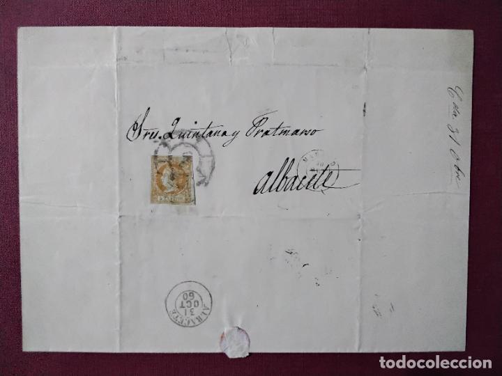 Sellos: circulada y escrita 1860 de madrid a albacete - Foto 3