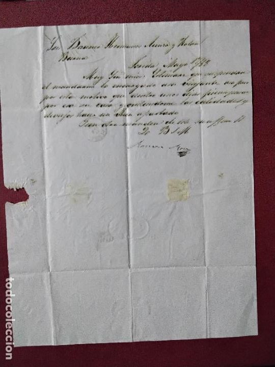 Sellos: circulada y escrita 1858 de lleida a barcelona - Foto 3