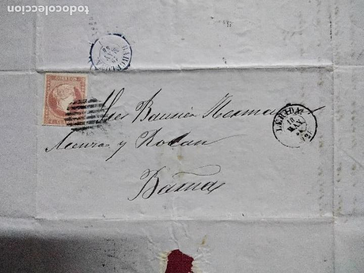 Sellos: circulada y escrita 1858 de lleida a barcelona - Foto 1
