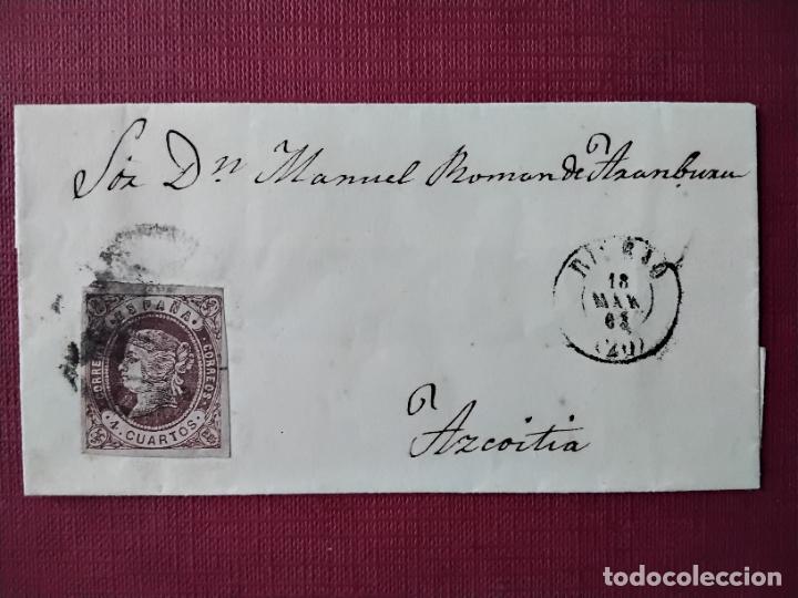 Sellos: FRONTAL circulada 1862 DE BILBAO A AZCOITIA - Foto 1