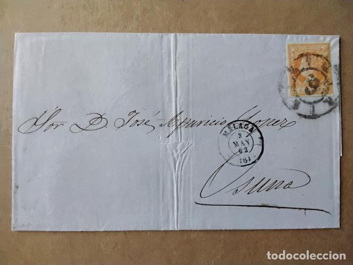 Sellos: envuelta circulada 1862 de malaga a osuna - Foto 1