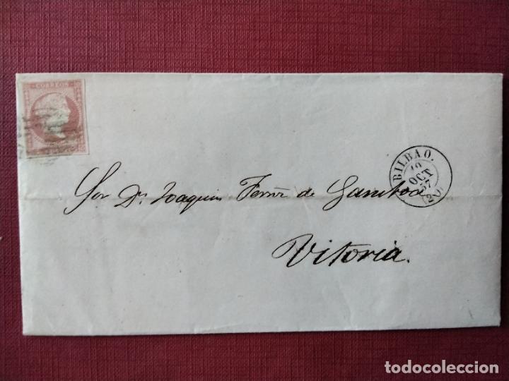 Sellos: ENVUELTA CIRCULADA 1857 DE BILBAO A VITORIA - Foto 1