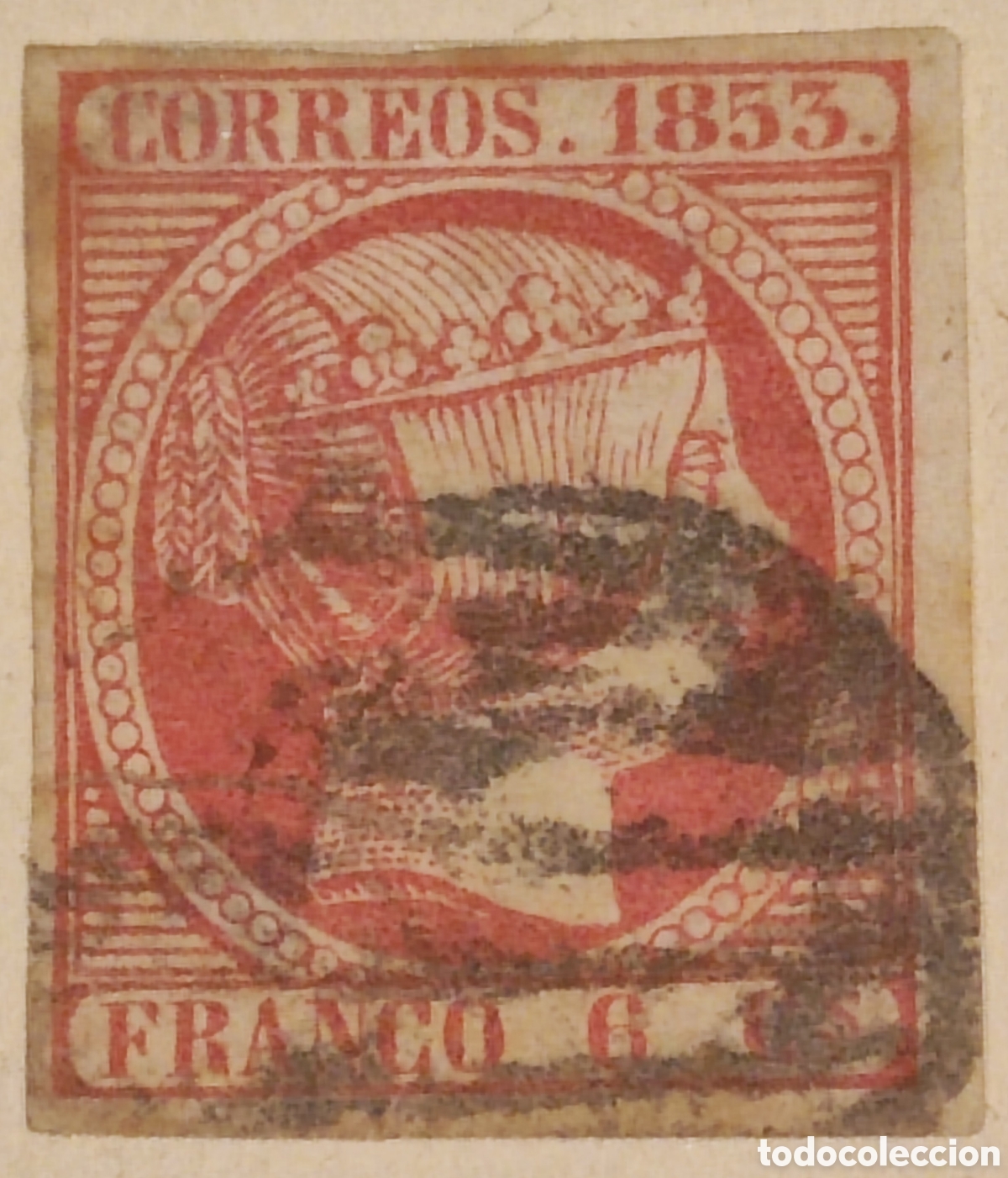 Sellos: Espa&ntilde;a 6 cuartos 1853 - Foto 1