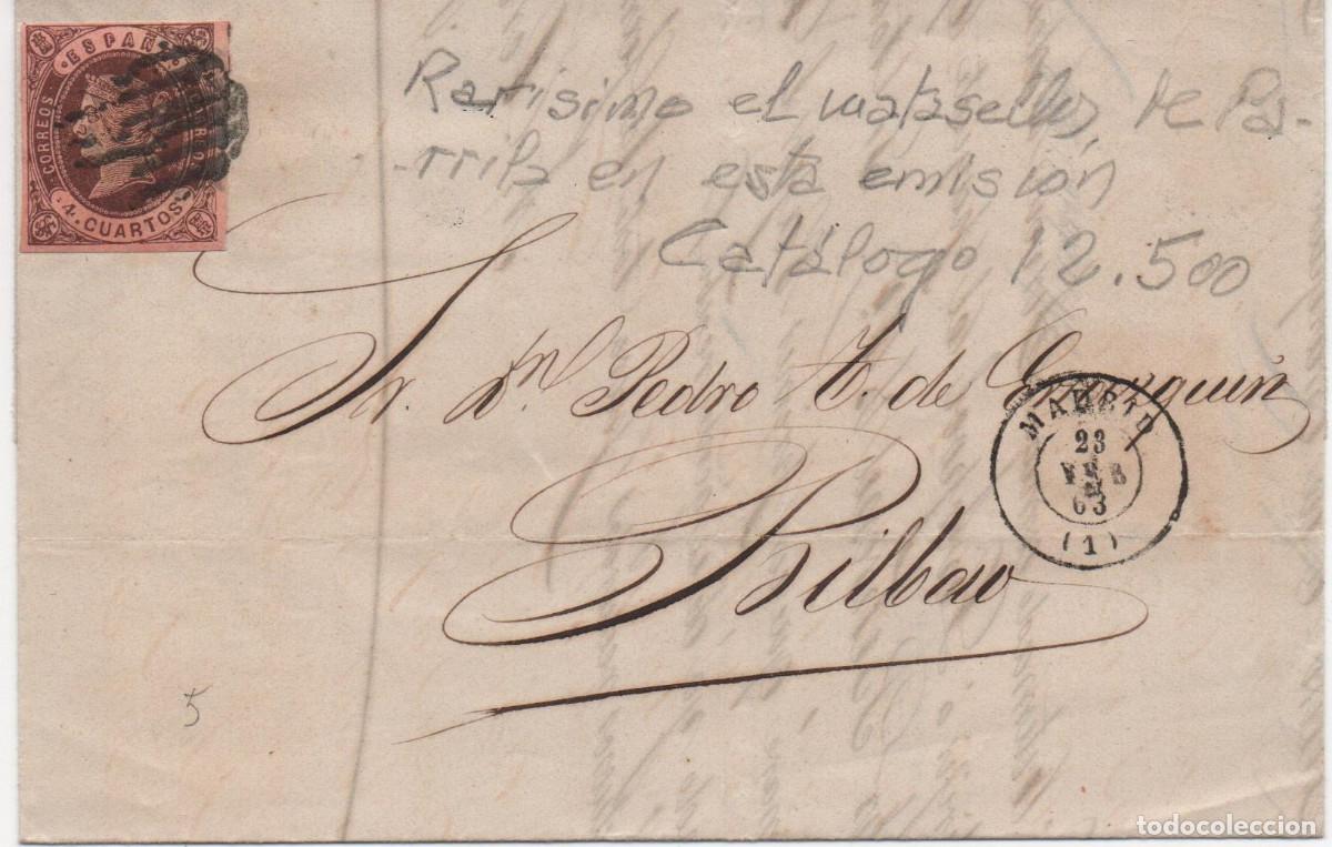 Sellos: Envuelta circulada en 1863 a Bilbao - Foto 1