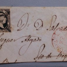 Sellos: ESPAÑA - 1851 - FRONTAL EDIFIL 6 (BORDE DE HOJA) DE TREMP A SEO DE URGEL (FECHADOR). Lote 396726674