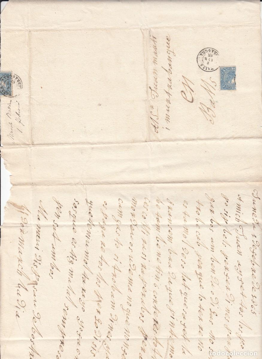 Sellos: CARTA COMPLETA DESDE JUNEDA (LLEIDA) - 1865 - Foto 2