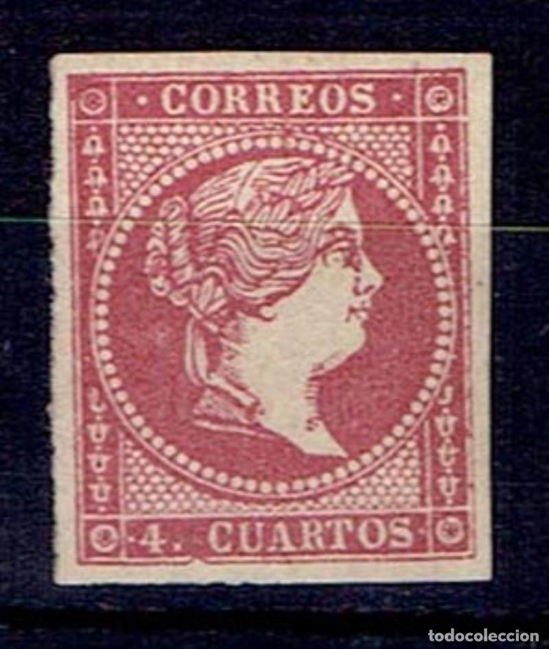 Sellos: FA5331. Emisi&oacute;n de 1855-59. Valor de 4 cuartos rojo. NUEVO - Foto 1