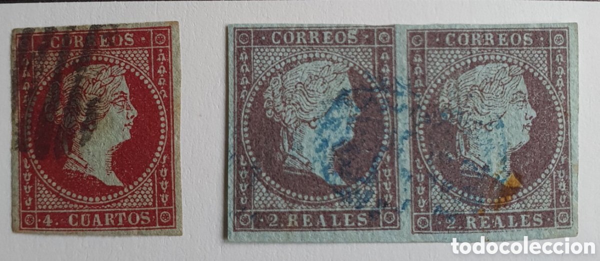 Sellos: ESPA&Ntilde;A 1855 EDIFIL 40 Y 42 - Foto 1