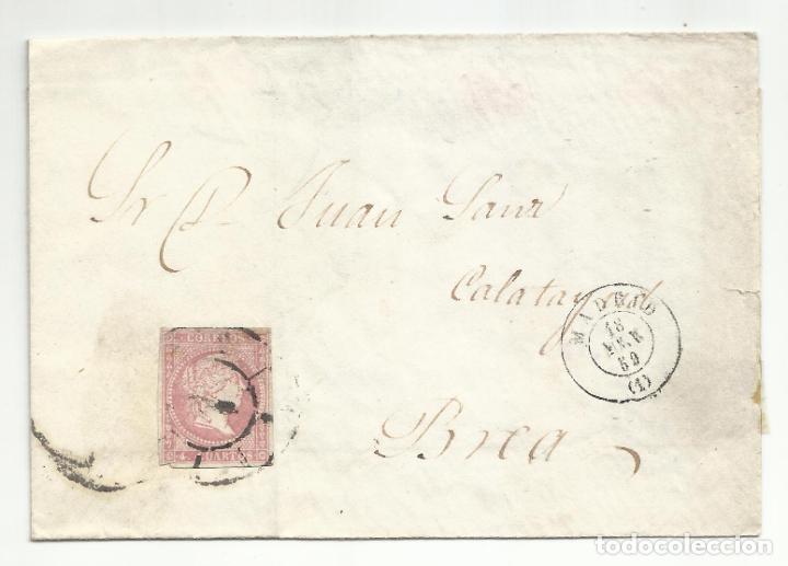 Sellos: envuelta circulada 1859 de madrid a brea de aragon - Foto 1
