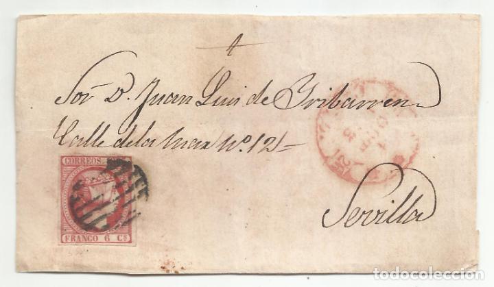 Sellos: frontal circulada 1853 de cadiz a sevilla - Foto 1