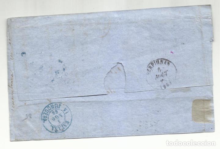 Sellos: envuelta circulada 1866 de barcelona a perpignan perpinya - Foto 2