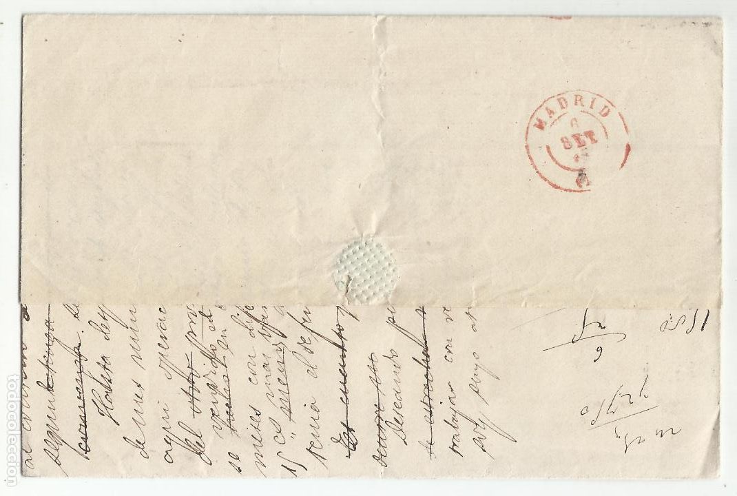 Sellos: envuelta CIRCULADA 1869 de bilbao a madrid - Foto 2