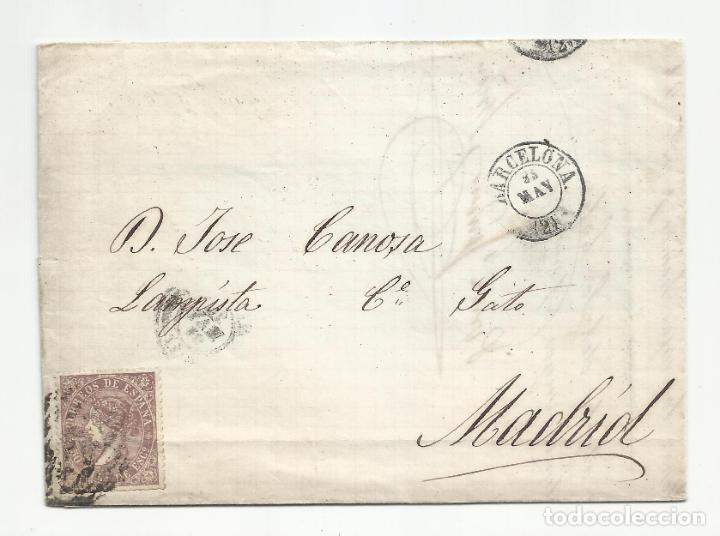 Sellos: CIRCULADA Y ESCRITA 1869 DE BARCELONA a madrid - Foto 1