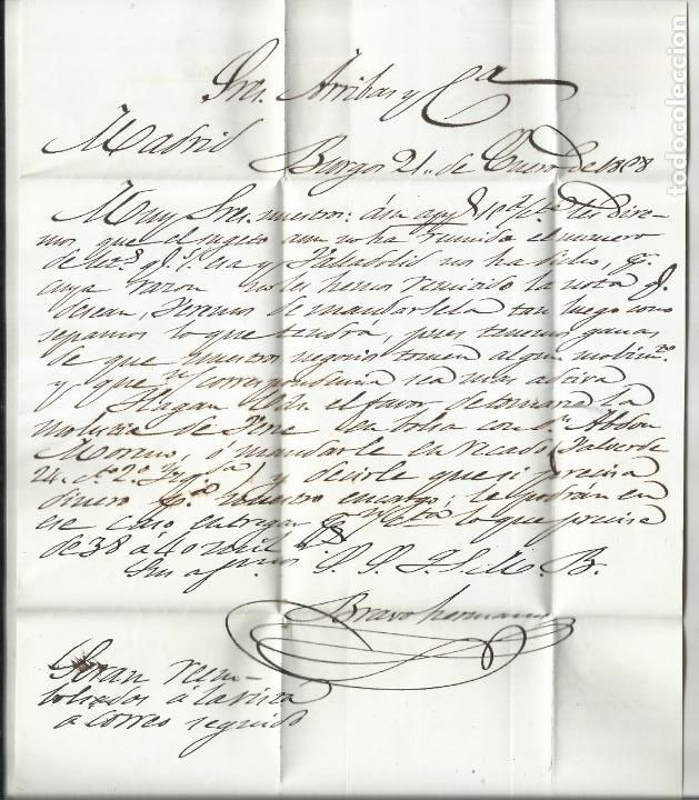 Sellos: CIRCULADA Y ESCRITA 1858 DE BURGOS A MADRID - Foto 2