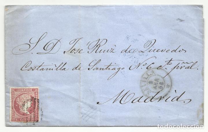 Sellos: ENVUELTA CIRCULADA 1856 DE SEVILLA A MADRID - Foto 1