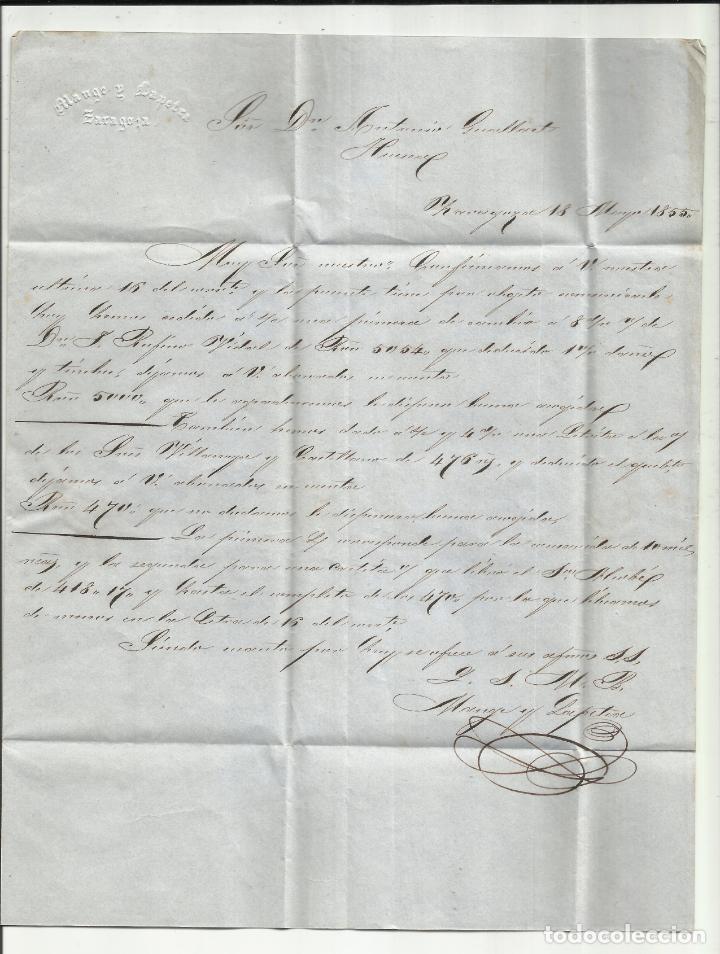Sellos: circulada y escrita 1855 de zaragoza a huesca - Foto 2