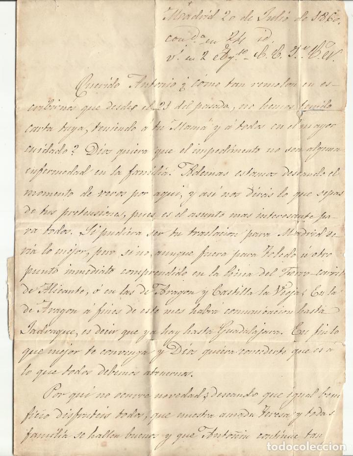 Sellos: circulada y escrita 1860 de madrid a coru&ntilde;a - Foto 2