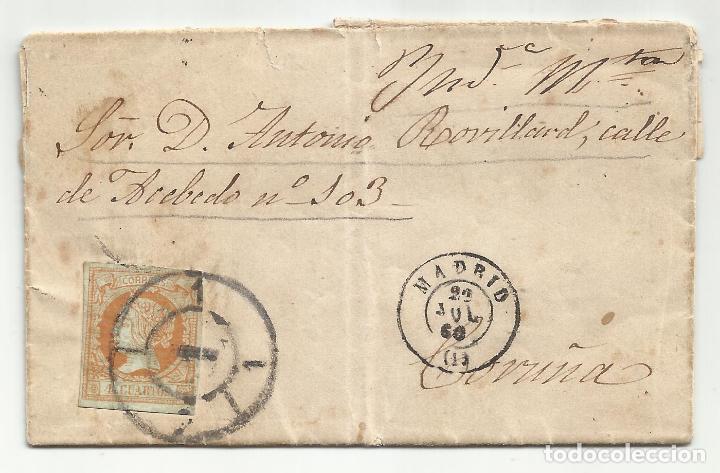 Sellos: circulada y escrita 1860 de madrid a coru&ntilde;a - Foto 1