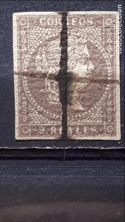 Sellos: ESPA&Ntilde;A. A&ntilde;o 1855. BARRADO. Edifil 46 - Foto 1