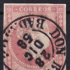 Sellos: ESPAÑA, 1858 EDIFIL Nº 48, 4 C. ROJO, [MAT. FECHADOR, DON BENITO / BADAJOZ.]
