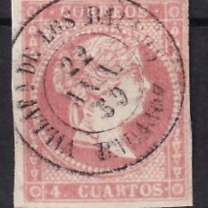 Sellos: ESPAÑA, 1859 EDIFIL Nº 48, 4 C. ROJO, [MAT. FECHADOR. VILLAFª. DE LOS BARROS / BADAJOZ]