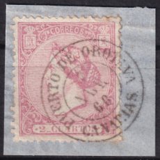 Sellos: ESPAÑA, 1866 EDIFIL Nº 80, 2 CU. ROSA. [MAT. FECHADOR, PUERTO DE OROTAVA / CANARIAS.]