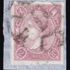 Sellos: ESPAÑA, 1865 EDIFIL Nº 73B, 2 R. ROSA.