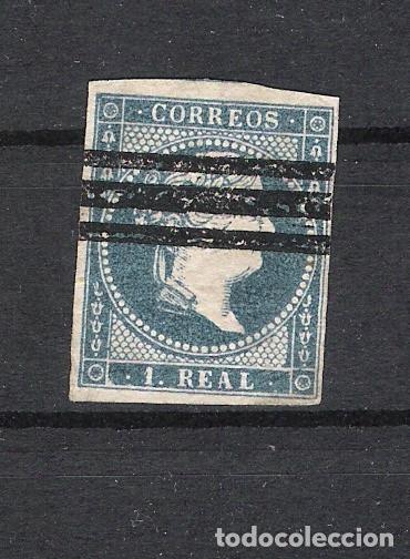 Sellos: 1855. Isabel II. 1 Real azul . BARRADO. - Foto 1