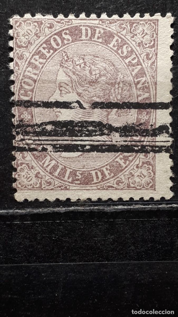 Sellos: ESPA&Ntilde;A. A&Ntilde;O 1868. Barrado. EDIFIL 98 - Foto 1
