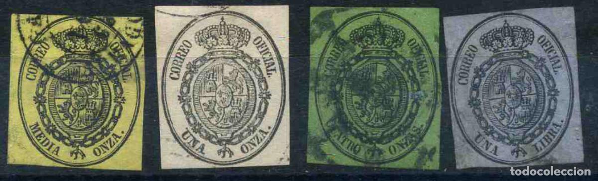 Sellos: Espa&ntilde;a 1855 - Edifil 35/38 (usado) - Foto 1