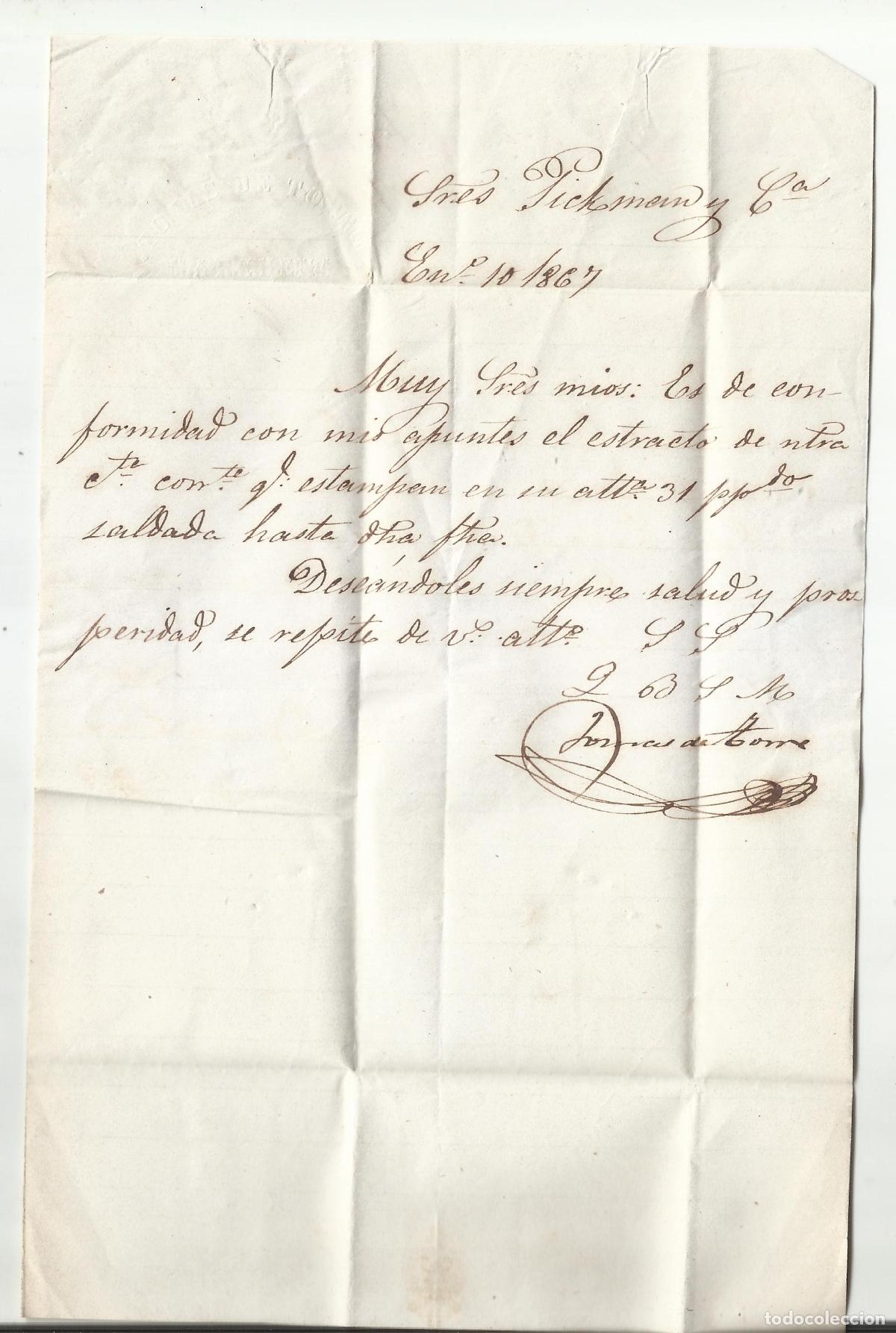 Sellos: circulada y escrita 1867 de marchena a sevilla con edifil 88 - Foto 2