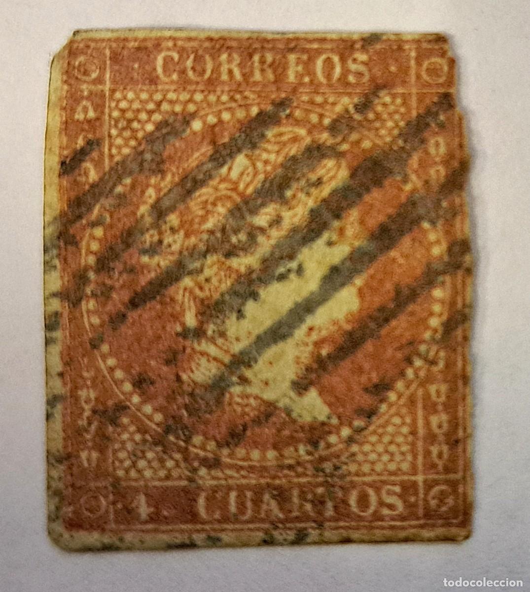 Sellos: Sello Espa&ntilde;a 4 cuartos Isabel II 1855 - Foto 1