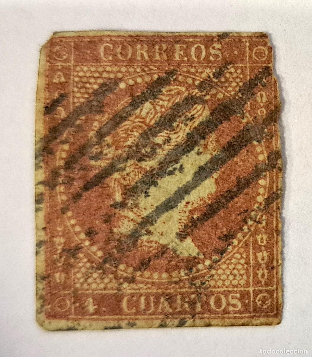 Sellos: Sello Espa&ntilde;a 4 cuartos Isabel II 1855 - Foto 2