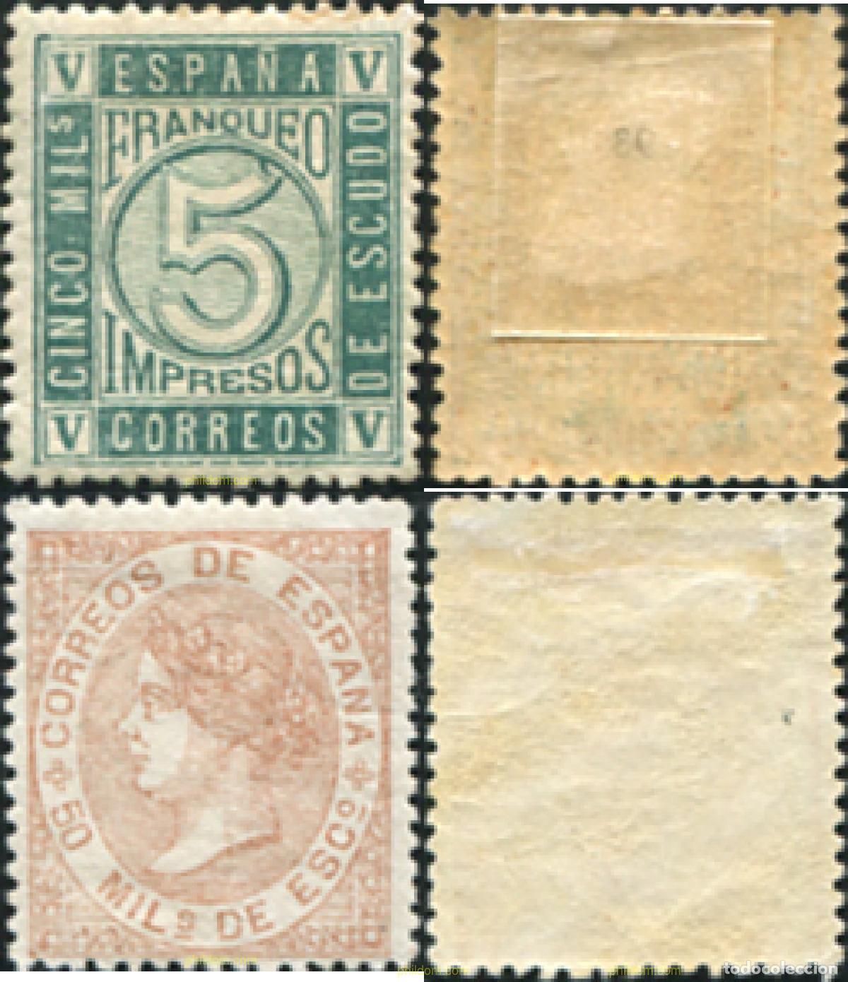 Sellos: 729840 HINGED ESPA&Ntilde;A 1867 CIFRAS E ISABEL II - Foto 1